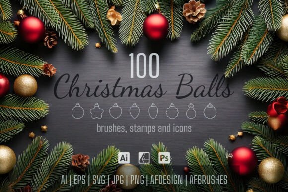 100 Christmas Ball Icons and Graphics for Festive Branding