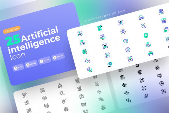Artificial Intelligence Icon Set for Graphics and Icons