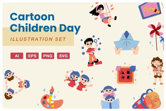 Children Day Illustration Set: A Versatile Graphic Design Asset