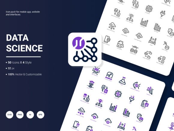 Data Science Icon Pack: A Graphic Design Asset for Modern Branding