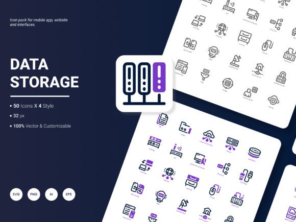 Data Storage Icon Pack for Modern Graphics