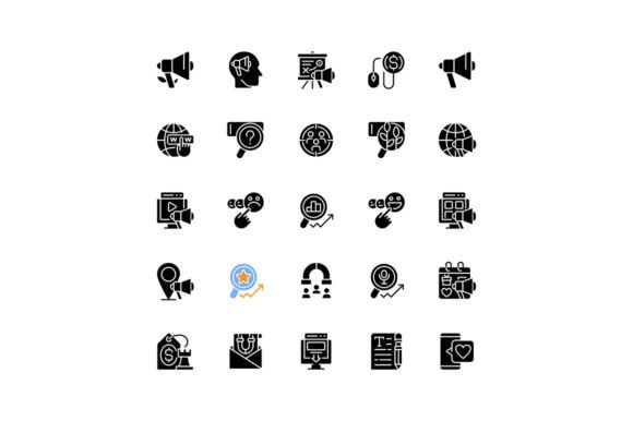 Feedback and Marketing Black Glyph Icons for Branding and Graphics