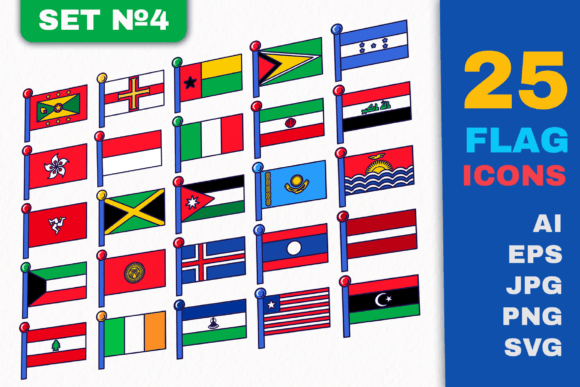 Flag Icons Set 4: Modern Graphics for Global Content