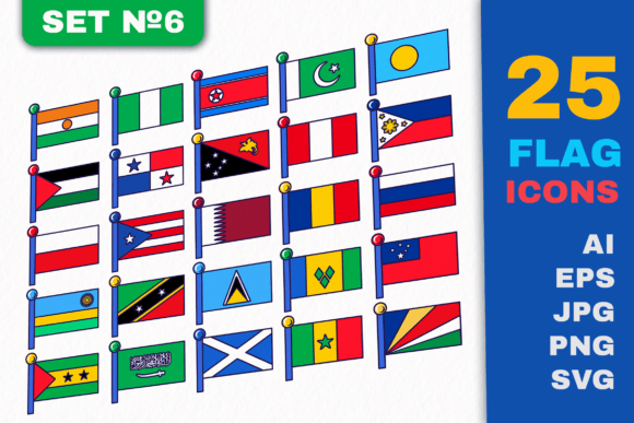 Flag Icons Set 6 - A Versatile Graphic Asset for Design Projects