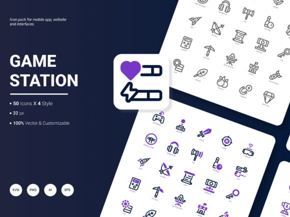 Game Station Icon Pack: A Graphic Design Asset for Modern Branding