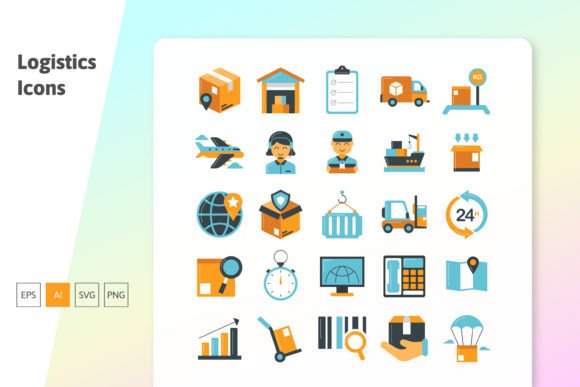 Logistic Flat Colored Icon for Modern Web and Editorial Design