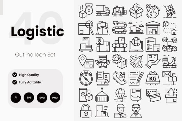 Logistic Outline Icons Review for Embroidery Projects