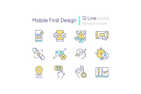 Mobile First Design SVG Color Icons Set for Graphics and Icons
