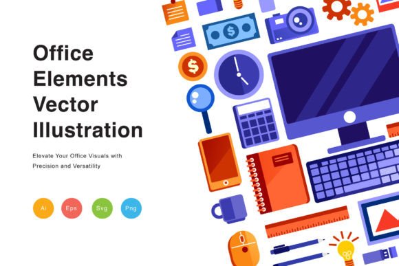Office Graphic Object Elements Illustration for Modern Web Design