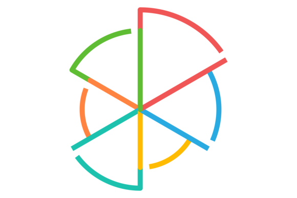 Pie Chart Color Line Template for Graphics and Illustrations