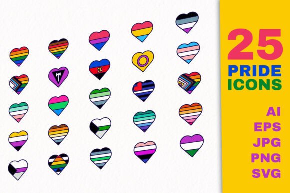 Pride Heart Flags Graphics and Icons
