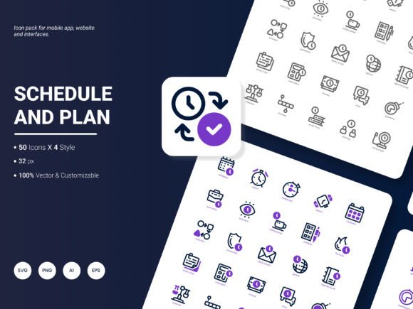 Schedule and Plan Icon Pack for Crafting and Design