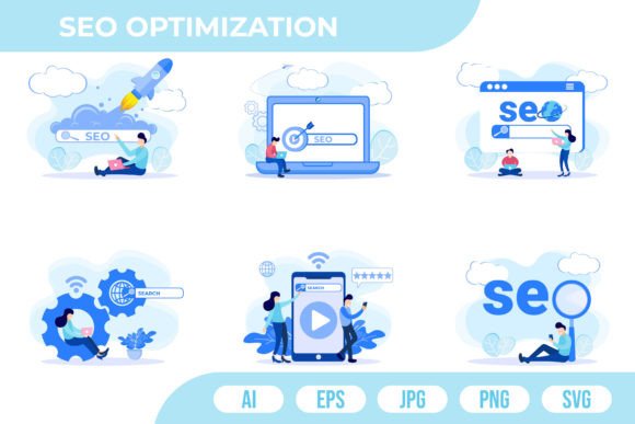 Seo Optimization Illustration: A Modern Graphic Asset for Digital Sellers
