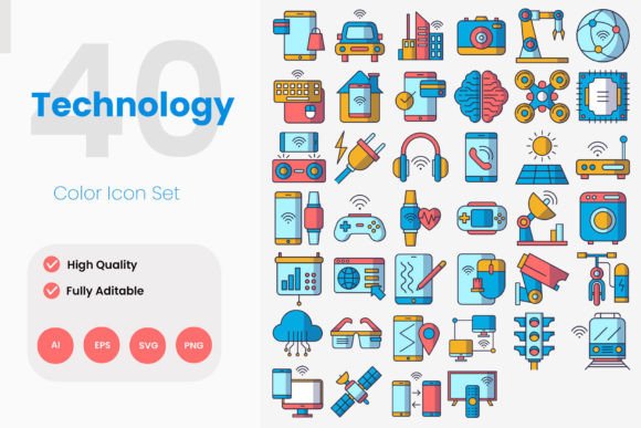 Technology Flat and Filled Icons for Modern Branding