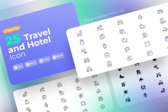 Travel and Hotel Icons Set: A Versatile Graphic Design Asset