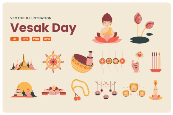 Vesak Day Illustration for Local Business Branding