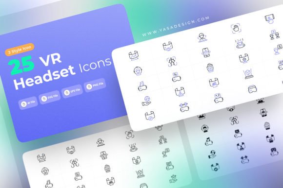 VR Headset Icons Set for Modern Graphics and Branding